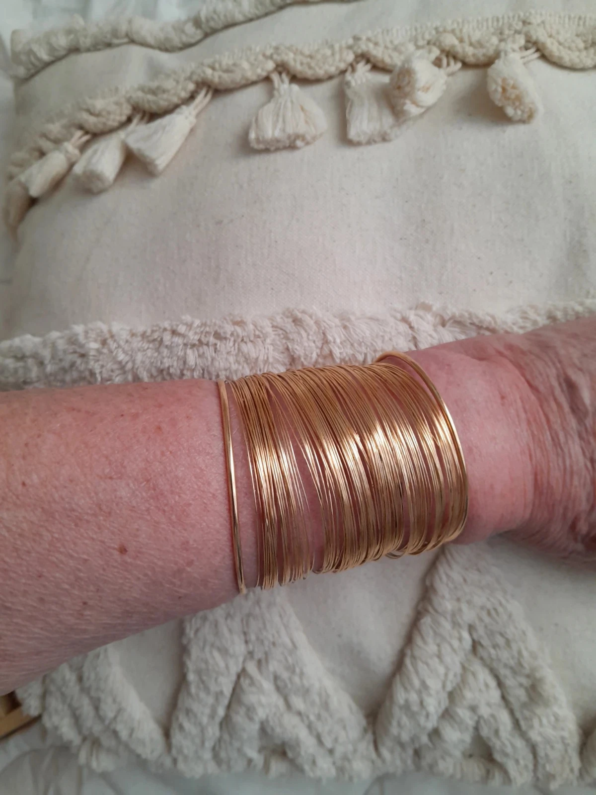Bracelet en métal, filaments dorés, réglable, style Bohème